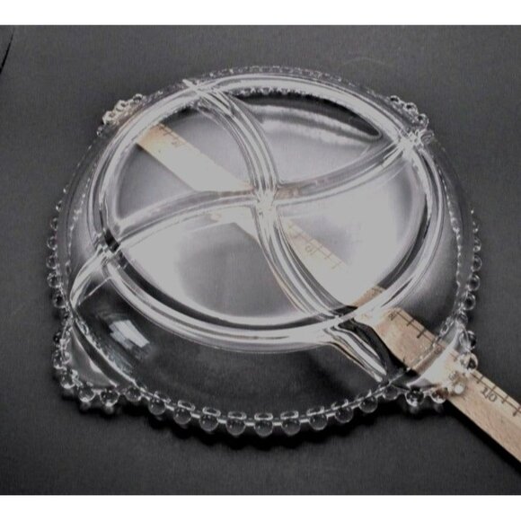 Vintage Imperial Glass Candlewick 4-Part Relish Serving Tray w/ Beaded Rim - Picture 4 of 4